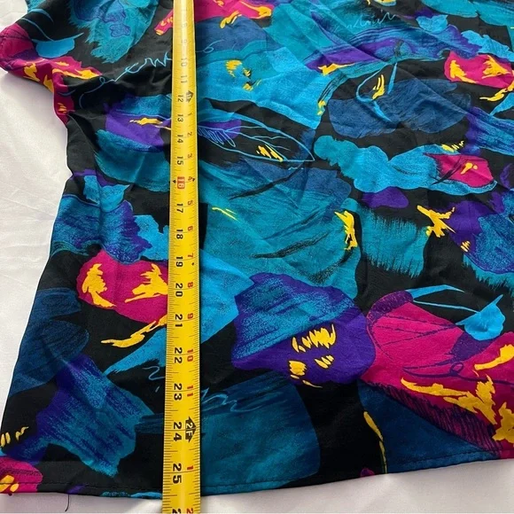 Vintage 80s Mr. Max Abstract Floral Blouse Plus Size 20 - Picture 7 of 7